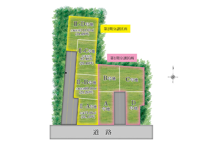 パークスコート鶴見区横堤2丁目 第2期分譲(全8区画)の区画図